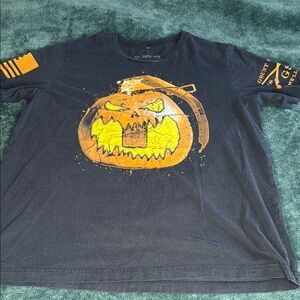 Grunt Style Adult Black Tee with Fierce Pumpkin Design